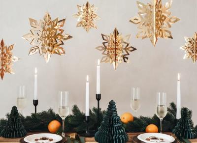 Opakowanie Zawieszki dekoracyjne śnieżynki złote 15-25cm 6szt