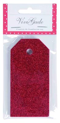 Opakowanie Zawieszki do prezentów  czerwony brokat 15szt.