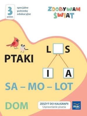 Zdobywam świat Zeszyt do kaligrafii Poziom 3. Autor: Justyna Hadryś. SmakLiter.pl Okładka książki Zdobywam świat Zeszyt do kaligrafii Poziom 3