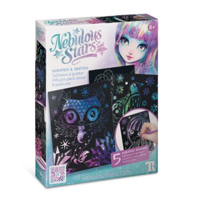 Opakowanie Zdrapywanki 5 szt. z rysikiem i szablonami Isadora Nebulous Stars