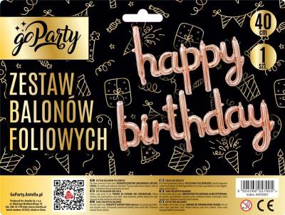 Opakowanie Zestaw balonów foliowych Happy Birthday rose gold