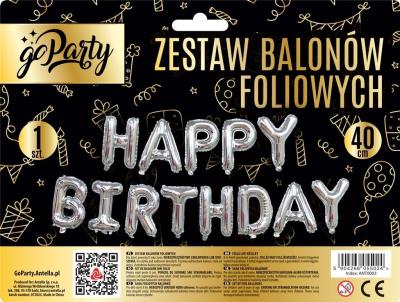Opakowanie Zestaw balonów foliowych Happy Birthday srebrne