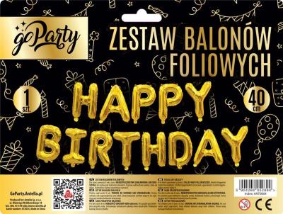 Opakowanie Zestaw balonów foliowych Happy Birthday złote