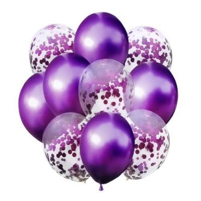Zestaw balonów metalik z konfetti FIOLET. Wydawca: ANTELLA. SmakLiter.pl Opakowanie Zestaw balonów metalik z konfetti FIOLET