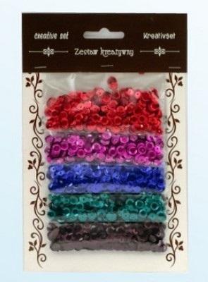 Opakowanie Zestaw cekiny metaliczne 6mm 30g
