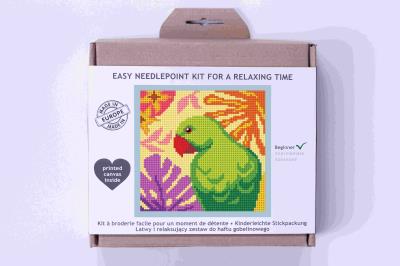 Opakowanie Zestaw do haftu mini gobelinowego zielona Papuga