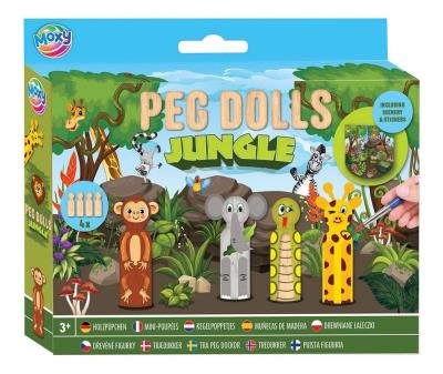Opakowanie Zestaw drewnianych laleczek do malowania Dżungla