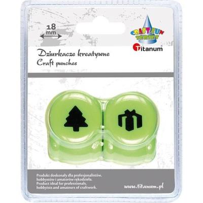 Zestaw dziurkaczy18mm motyw 2szt choinka, prezent. Wydawca: Titanum. SmakLiter.pl Opakowanie Zestaw dziurkaczy18mm motyw 2szt choinka, prezent