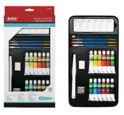 Opakowanie Zestaw farb akrylowych z przyborami 20el