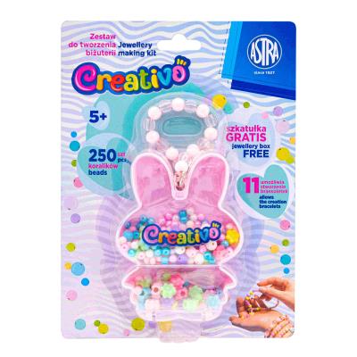 Zestaw koralików Zajączek 250szt + 2m gumek ASTRA. Wydawca: ASTRA papiernicze. SmakLiter.pl Opakowanie Zestaw koralików Zajączek 250szt + 2m gumek ASTRA