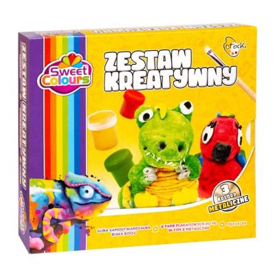 Opakowanie Zestaw kreatywny 8 farb + pędzelek + glina