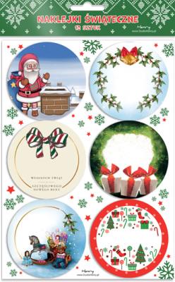 Opakowanie Zestaw naklejek na prezenty Mikołaj na dachu