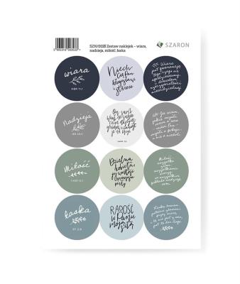 Opakowanie Zestaw naklejek - Wiara, nadzieja, miłość, łaska