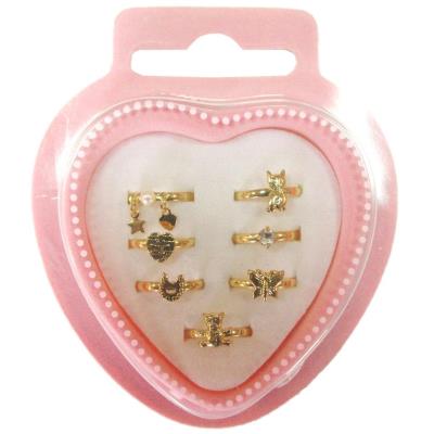 Opakowanie Zestaw pierścionków metalowych złotych 7el