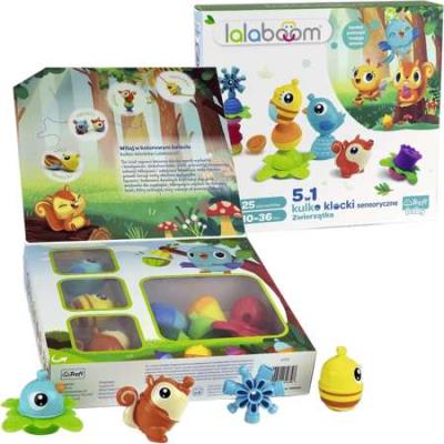 Opakowanie Zestaw prezentowy kulko-klocków zwierzaki 25 elementów 61679 Lalaboom