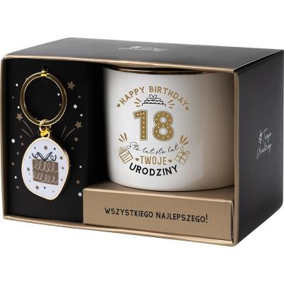 Opakowanie Zestaw prezentowy na 18 urodziny biało-złoty
