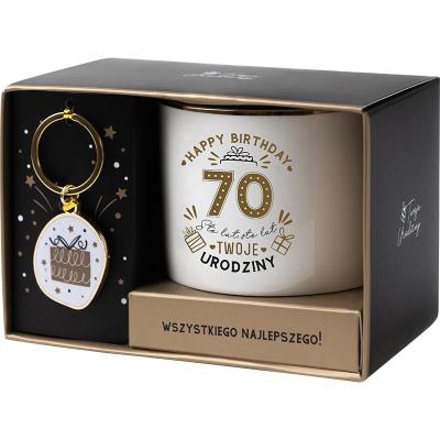 Opakowanie Zestaw prezentowy na 70 urodziny biało-złoty