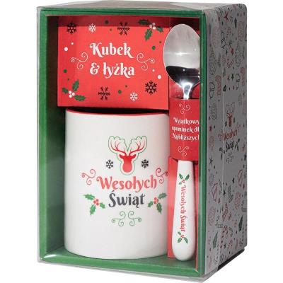 Opakowanie Zestaw świąteczny kubek i łyżeczka Wesołych Świąt