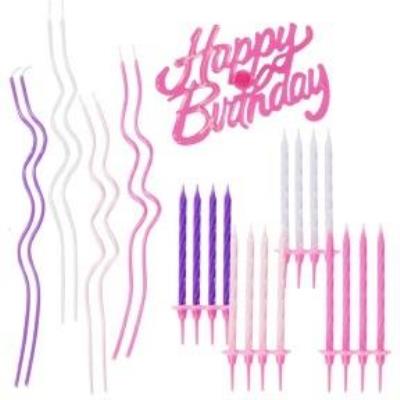 Opakowanie Zestaw świeczek urodzinowych różowy