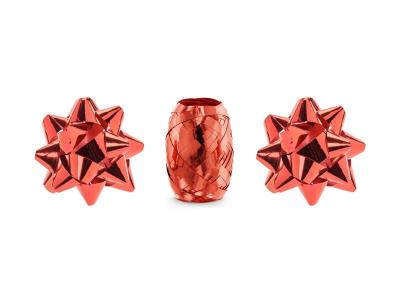 Zestaw wstążek i rozetek czerwony 3 sztuki. Wydawca: PartyDeco. SmakLiter.pl Opakowanie Zestaw wstążek i rozetek czerwony 3 sztuki