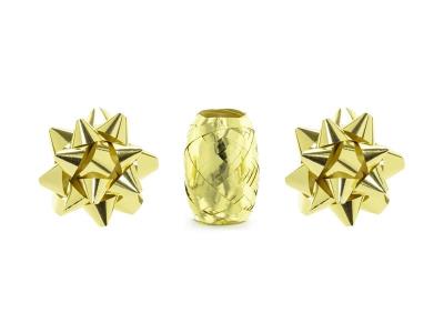 Opakowanie Zestaw wstążek i rozetek złoty mix 3szt