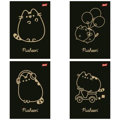 Opakowanie Zeszyt A5 60 k. kratka Pusheen Gold mix wzorów paczka 10 szt.