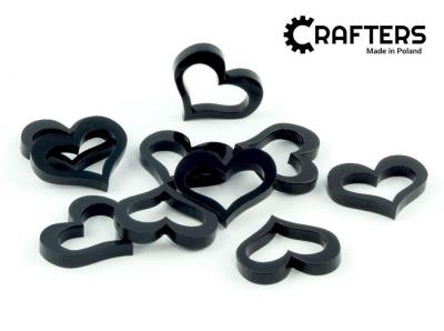 Opakowanie Żetony akryl czarny połysk serce 10szt.