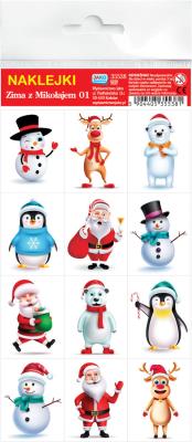 Opakowanie Zima z Mikołajem 01 Naklejki 4 sztuki