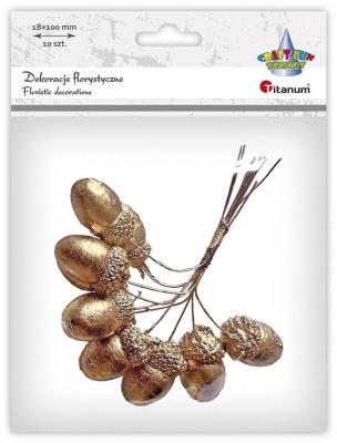 Opakowanie Żołędzie na druciku złote 18x100mm 10szt