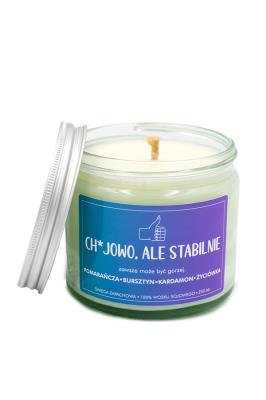 Zołza Świeca sojowa Ch*jowo, ale stabilnie 250ml. Producent: Zołza. SmakLiter.pl Zdjęcie produktu Zołza Świeca sojowa Ch*jowo, ale stabilnie 250ml