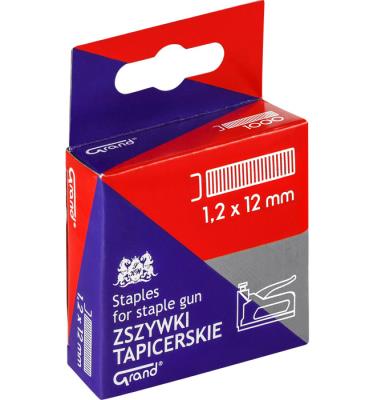 Zszywki do zszywacza tapicerskiego - takera 1,2x12 GRAND. Wydawca: KW TRADE. SmakLiter.pl Opakowanie Zszywki do zszywacza tapicerskiego - takera 1,2x12 GRAND
