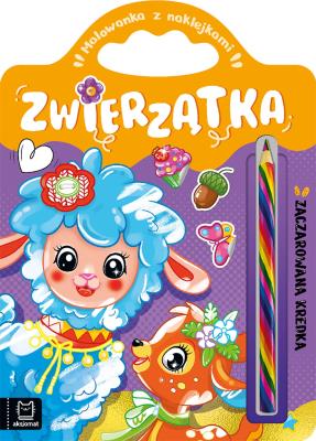 Zwierzątka. Malowanka z naklejkami. Zaczarowana kredka. Autor: Podgórska Anna. SmakLiter.pl Okładka książki Zwierzątka. Malowanka z naklejkami. Zaczarowana kredka