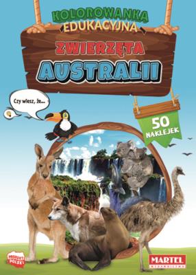 Okładka książki Zwierzęta Australii z naklejkami. Kolorowanka edu