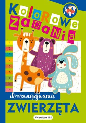 Zwierzęta. Kolorowe zadania do rozwiązywania. Autor: Opracowanie zbiorowe. SmakLiter.pl Okładka książki Zwierzęta. Kolorowe zadania do rozwiązywania
