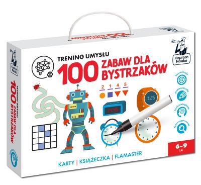 Okładka książki 100 zabaw dla bystrzaków. Trening umysłu. Kapitan Nauka
