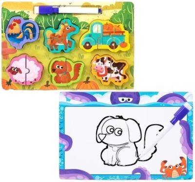 Opakowanie 2 w 1 puzzle drewno i tablica