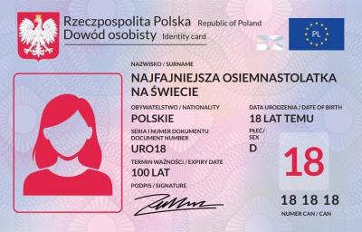 Opakowanie 269 Karnet JCX Dowód Osobisty 18 urodziny damskie