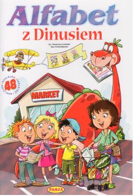 Alfabet z Dinusiem. Autor: Kruszewski Włodzimierz, Ernest Błędowski. SmakLiter.pl Okładka książki Alfabet z Dinusiem