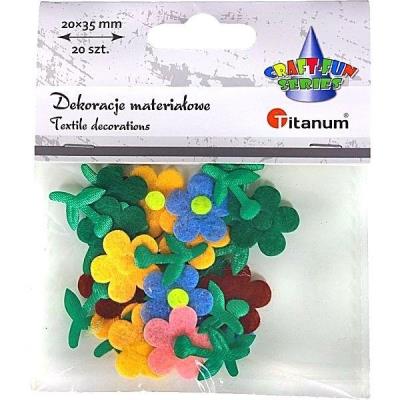 Opakowanie Aplikacje materiałowe kwiaty 20x35mm mix 20szt