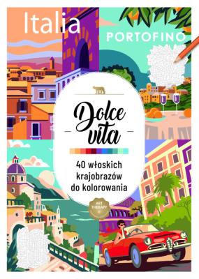Art therapy. Kolorowanka antystresowa. Dolce vita. 40 włoskich krajobrazów do kolorowania. Autor:   Praca zbiorowa. SmakLiter.pl Okładka książki Art therapy. Kolorowanka antystresowa. Dolce vita. 40 włoskich krajobrazów do kolorowania