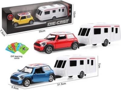 Opakowanie Auto metal z przyczepą otwierane drzwi, karty MIX