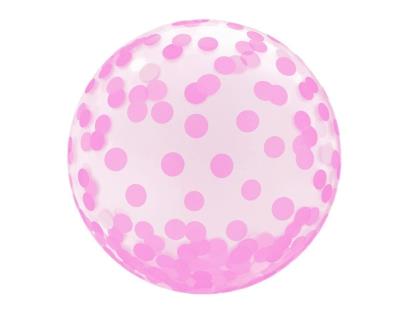 Opakowanie Balon Aqua kryształowy różowe grochy 37cm