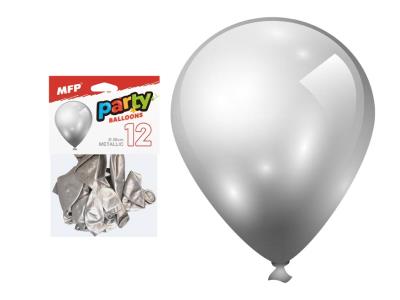 Opakowanie Balon dmuchany metal srebrny 26cm 12szt