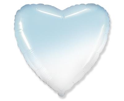 Opakowanie Balon foliowy 46cm Serce gradient biało-błękitny