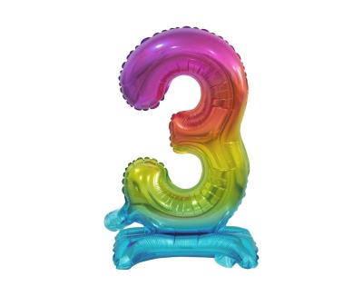 Opakowanie Balon foliowy B&C Cyfra stojąca 3 tęczowa 38cm