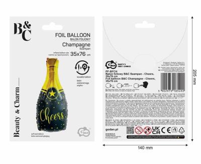 Opakowanie Balon foliowy B&C Szampan Cheers 35x76cm