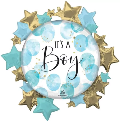 Balon foliowy Baby Boy Blue Watercolor 76x76cm. Wydawca: Anagram. SmakLiter.pl Opakowanie Balon foliowy Baby Boy Blue Watercolor 76x76cm