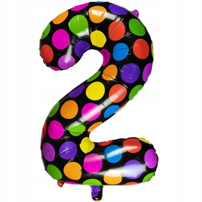 Balon foliowy cyferka 2 w kropki. Wydawca: ARPEX. SmakLiter.pl Opakowanie Balon foliowy cyferka 2 w kropki