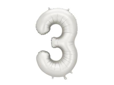 Opakowanie Balon foliowy cyfra 3 86cm srebrny
