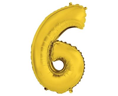 Okładka książki Balon foliowy 'cyfra 6' - ZŁOTA  (35cm)